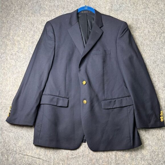 Lauren Ralph Lauren Blazer Men's 41 R Navy Blue Wool Gold Buttons - Picture 1 of 10